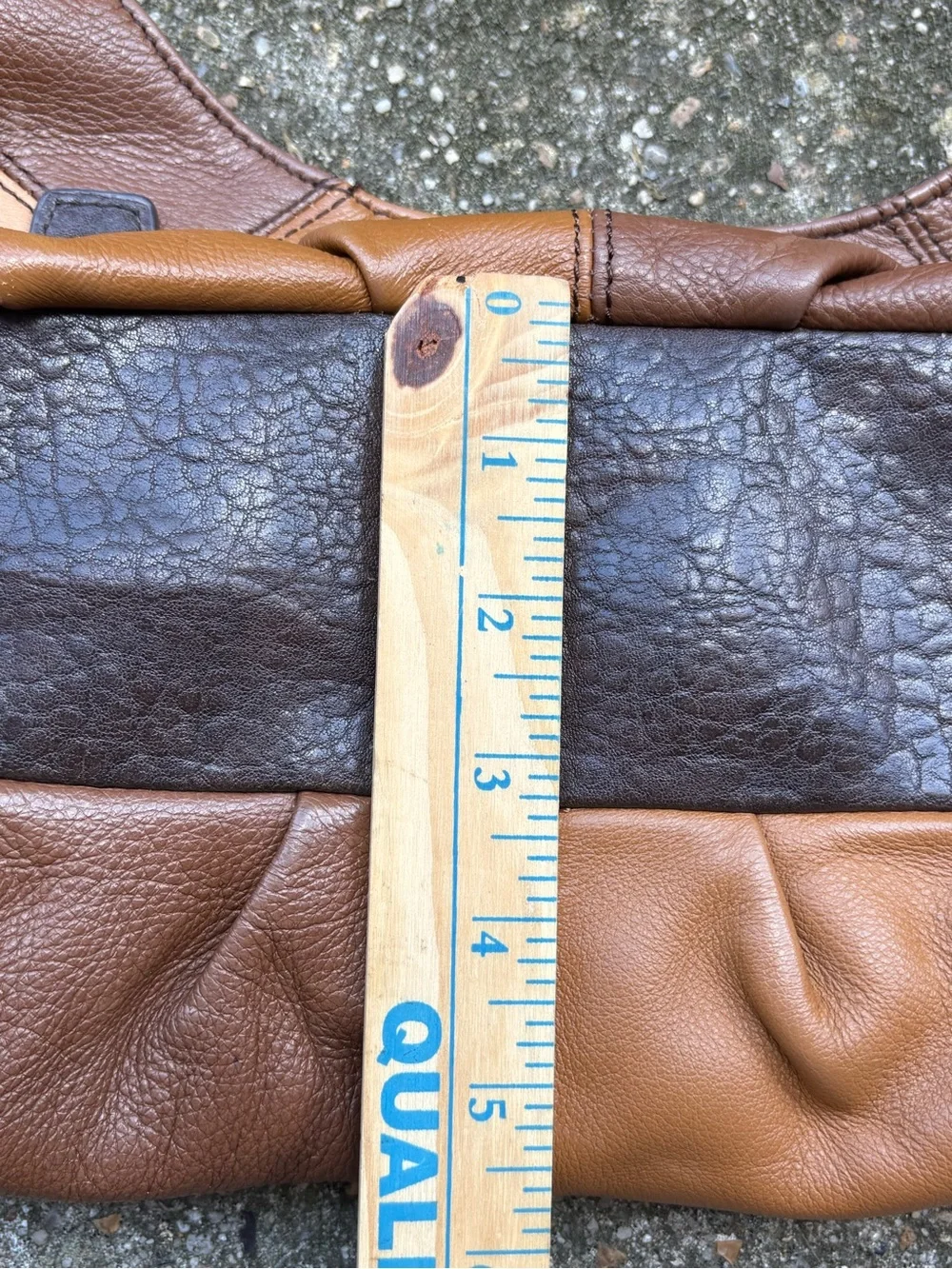Vtg Etienne Aigner Hobo Brown Leather Colorblock Patchwork Bag Buckle Accent